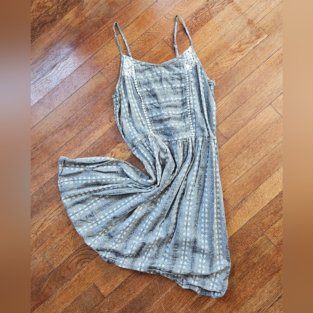 Cotton Grey and White Floral Cottagecore Sundress